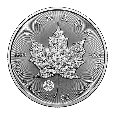 A picture of a Précieuse Feuille d’érable en argent de 1 oz : Pièce en argent Marque privée Félicitations! (2025)